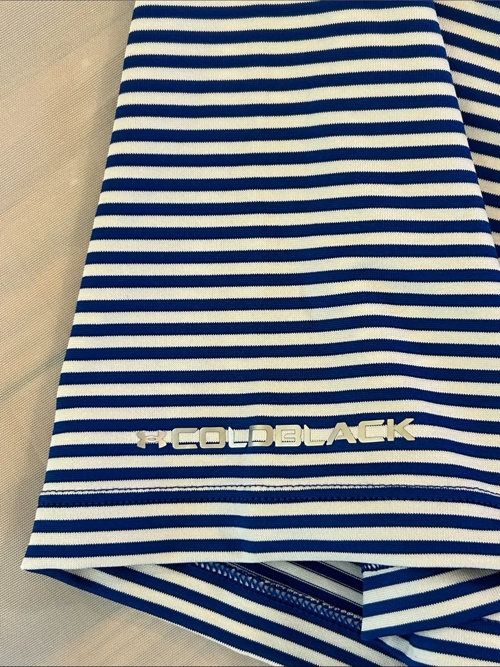 Sold Under Armour Men's Navy and White Striped Golf Polo